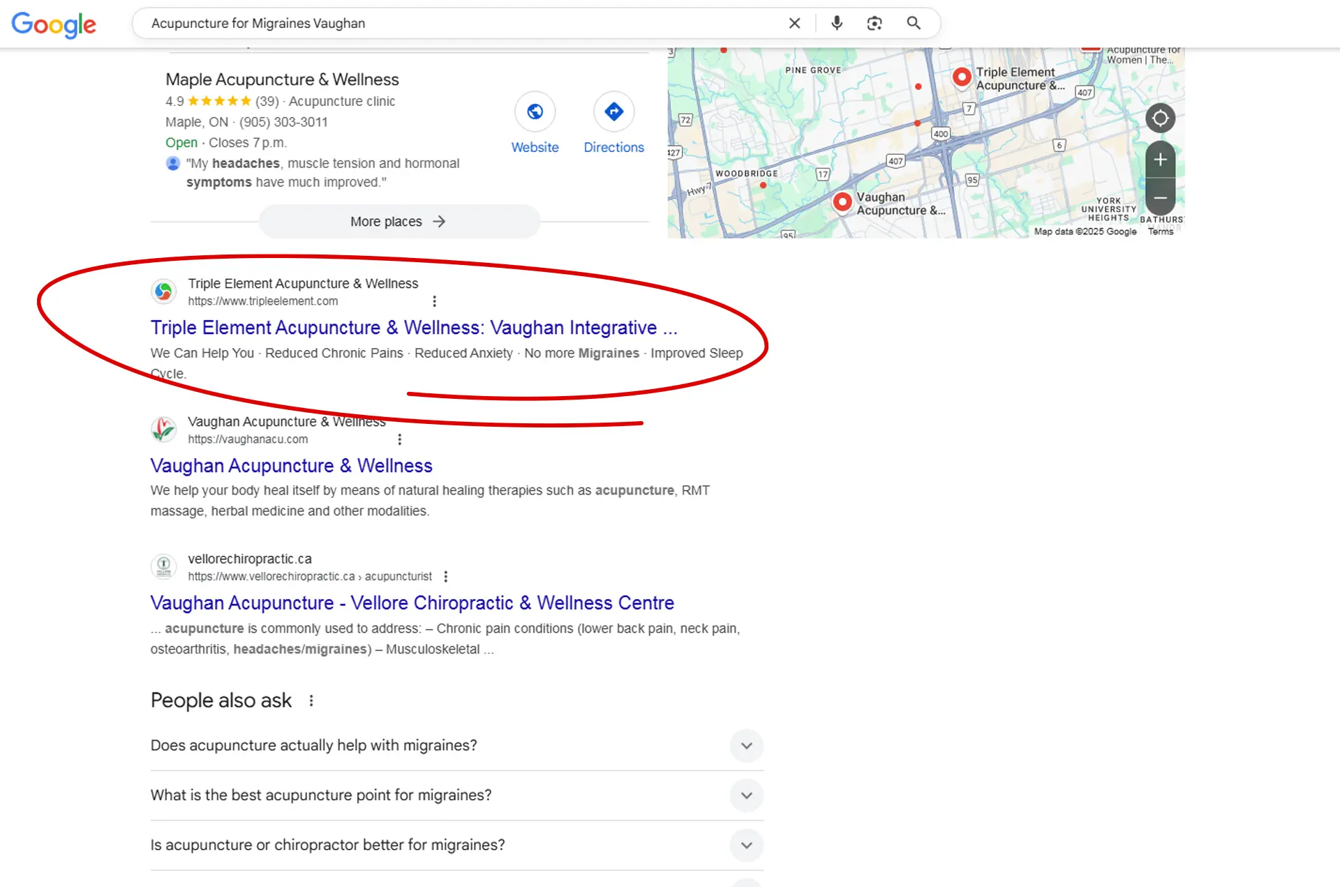 22 Keywords in Top 3 – Triple Element Owns Vaughan Search